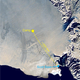 Satellite image showing the camp on the Ross Ice Shelf, some 350 km inland from New Zealand’s Scott Base, where the recent borehole was drilled. Image: Ross Ice Shelf Programme
